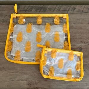Bogg Bag Pineapple Insert Pouches 2 Set Clear Zipper Travel Organizer Beach